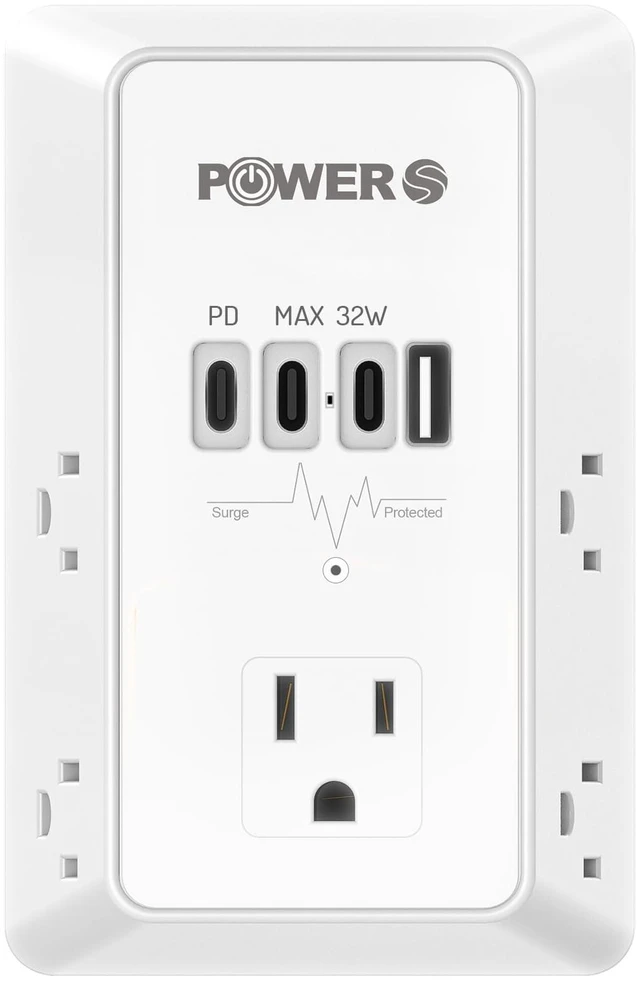 Main image of 20W PD Fast Charging Wall Outlet with USB Ports (3C1A), Electrical Outlet Extender, Surge Protector, Wall Plug Adapter for Multiple Devices, Wall Socket Expander