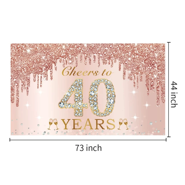 Alt view image 2 of 6 - 40th Birthday Decorations Cheers to 40 Years Banner for Women Pink Rose Gold Happy 40th Birthday Forty Years Old Backdrop Poster Background Photo Booth Props Decor Party Supplies