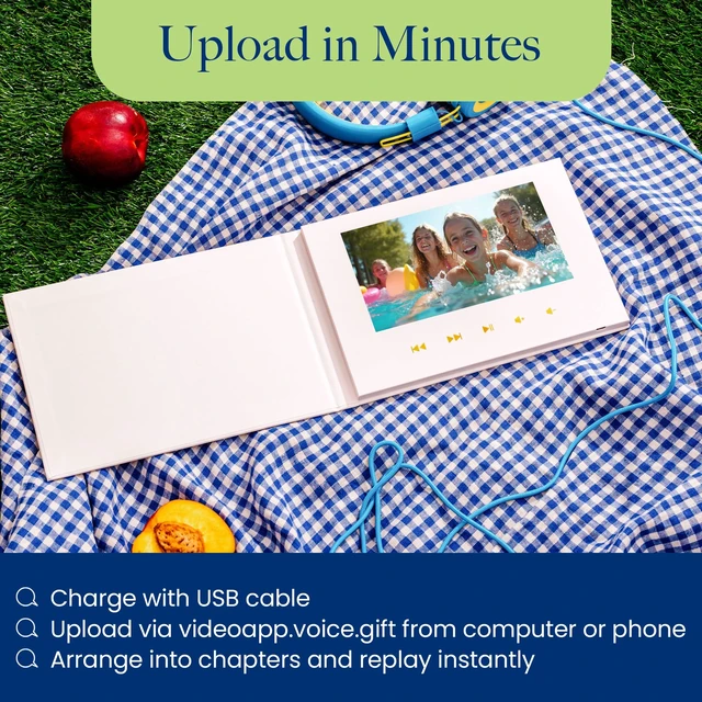 Alt view image 7 of 7 - Video Book 7" HD IPS Screen Wedding Video Book Digital & Video Album Book with Sound, 8GB Storage, USB Rechargeable Keepsake Memorials