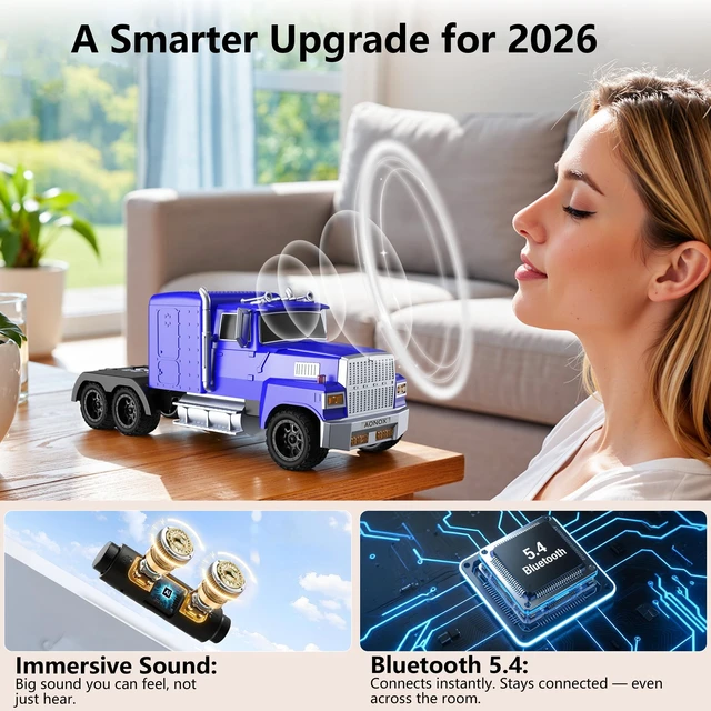 Alt view image 2 of 6 - Truck Bluetooth Speaker, Mini Truck Speaker with TWS Stereo HD Stereo Sound,LED Lights,FM Radio, USB/TF Card Playback,Hands-Free Calls,Great Gift for Truck Lovers