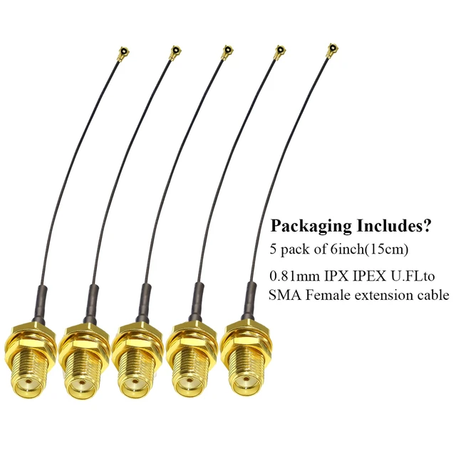 Alt view image 7 of 7 - 5pcs 6inch(15cm) SMA Female to U.fl/IPX Extension Cable SMA Female Jack Bulkhead to IPX MHF4 Pigtail WiFi Antenna Extension 0.81mm IPX Pigtail Coaxial Cable (Pack of 2)