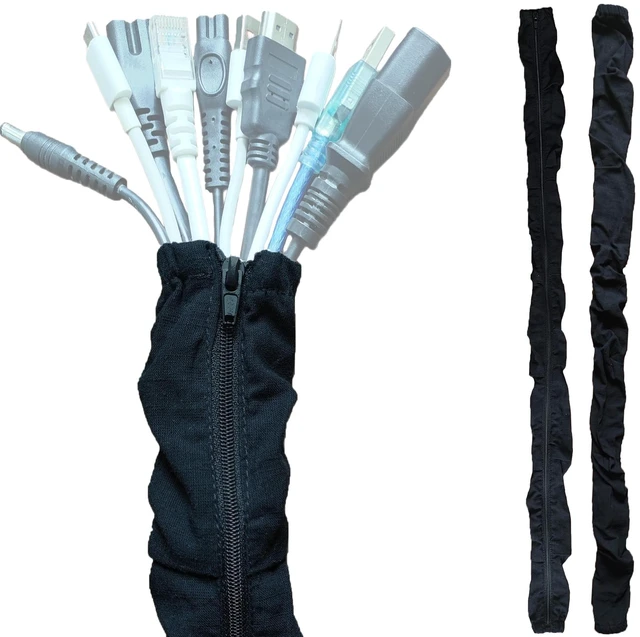 Main image of Fabric Zipper Cord & Chain Cover, Decorative Cable Management,2 Black 2.6ft 2 pack,2.6ft/4ft/6ft available