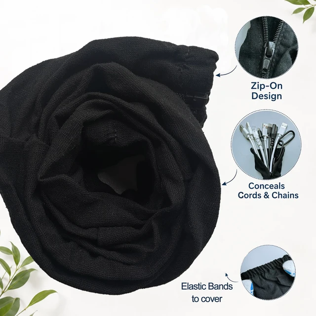 Alt view image 2 of 7 - Fabric Zipper Cord & Chain Cover, Decorative Cable Management,2 Black 2.6ft 2 pack,2.6ft/4ft/6ft available