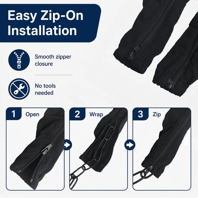Alt view image 4 of 7 - Fabric Zipper Cord & Chain Cover, Decorative Cable Management,2 Black 2.6ft 2 pack,2.6ft/4ft/6ft available