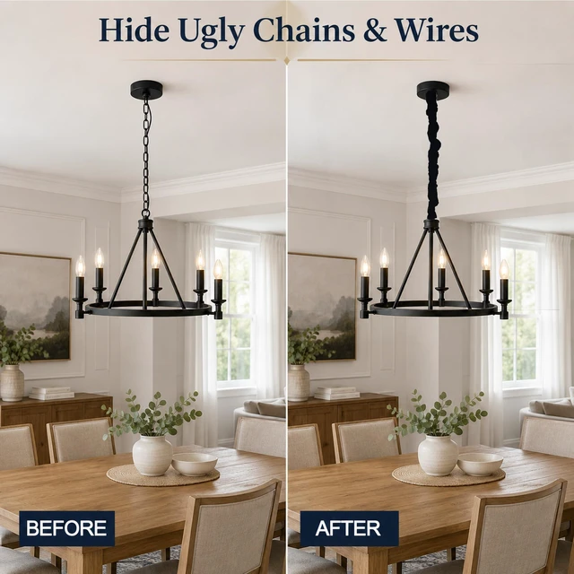 Alt view image 7 of 7 - Fabric Zipper Cord & Chain Cover, Decorative Cable Management,2 Black 2.6ft 2 pack,2.6ft/4ft/6ft available