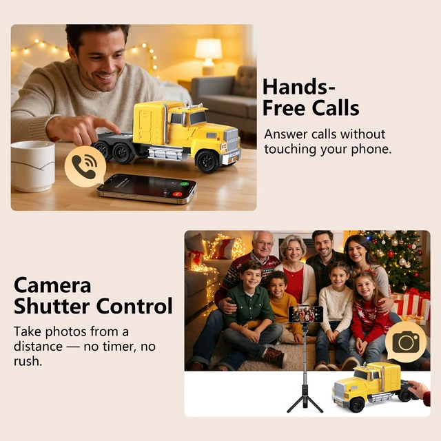 Alt view image 4 of 6 - Truck Bluetooth Speaker, Mini Truck Speaker with TWS Stereo HD Stereo Sound,LED Lights,FM Radio, USB/TF Card Playback,Hands-Free Calls,Great Gift for Truck Lovers