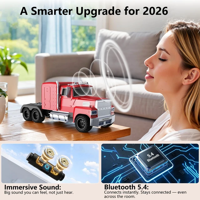Alt view image 2 of 6 - Truck Bluetooth Speaker, Mini Truck Speaker with TWS Stereo HD Stereo Sound,LED Lights,FM Radio, USB/TF Card Playback,Hands-Free Calls,Great Gift for Truck Lovers