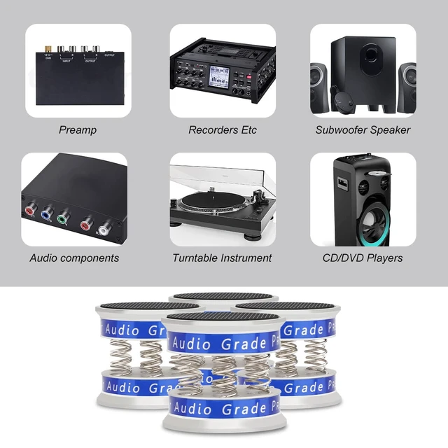 Alt view image 3 of 7 - HiFi Audio Spring Isolation Feet,Aluminum, 4 Pcs Subwoofer Spring Platform; Shock Absorber Mat for Turntable,Anti Vibration Feet for Turntable Record Player