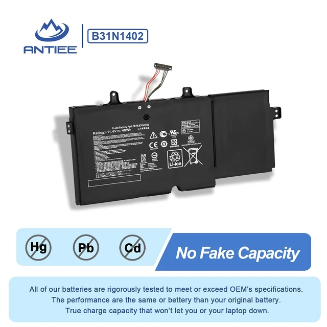 Alt view image 4 of 7 - B31N1402 48Wh Laptop Battery for ASUS Q551L Q551 Q551LN Q552UB N592UB N591LB Q551LN-BSI708 Q551LN-BBI706 Q552UB-BHI7T12 Series B31BN9H 0B200-01050000 0B200-01050000M 11.4V 4110mAh