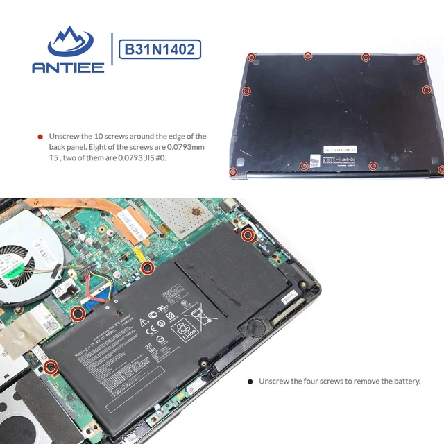 Alt view image 7 of 7 - B31N1402 48Wh Laptop Battery for ASUS Q551L Q551 Q551LN Q552UB N592UB N591LB Q551LN-BSI708 Q551LN-BBI706 Q552UB-BHI7T12 Series B31BN9H 0B200-01050000 0B200-01050000M 11.4V 4110mAh
