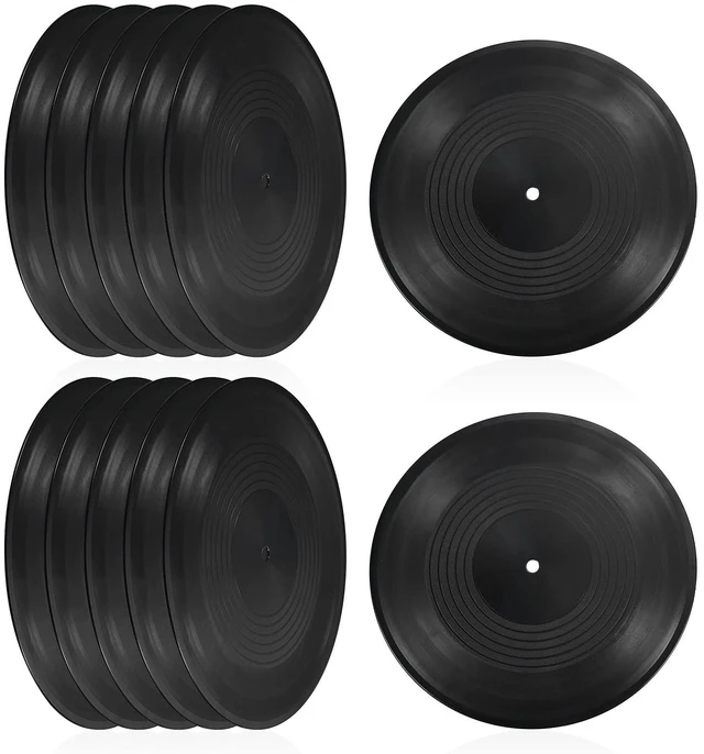 Main image of Blank Vinyl Records, 12 Inch 20 Pack CD Fake Vinyl Records for Wall Aesthetic Decor, Decorative Records for Roll Music Room Rock Party DIY Decoration, Black