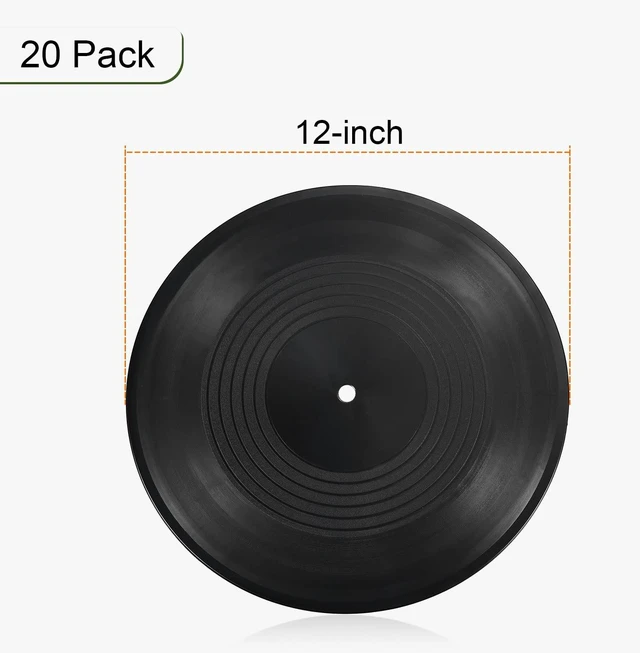 Alt view image 2 of 7 - Blank Vinyl Records, 12 Inch 20 Pack CD Fake Vinyl Records for Wall Aesthetic Decor, Decorative Records for Roll Music Room Rock Party DIY Decoration, Black