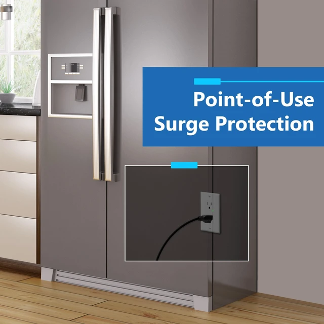 Alt view image 3 of 7 - Surge Protector Receptacle, Tamper-Resistant, 15A, UL Listed, 2-Pack Matte White, 1500 Joules, Child Safe, Self-Grounding For Easy Installation, Polycarbonate Thermoplastic