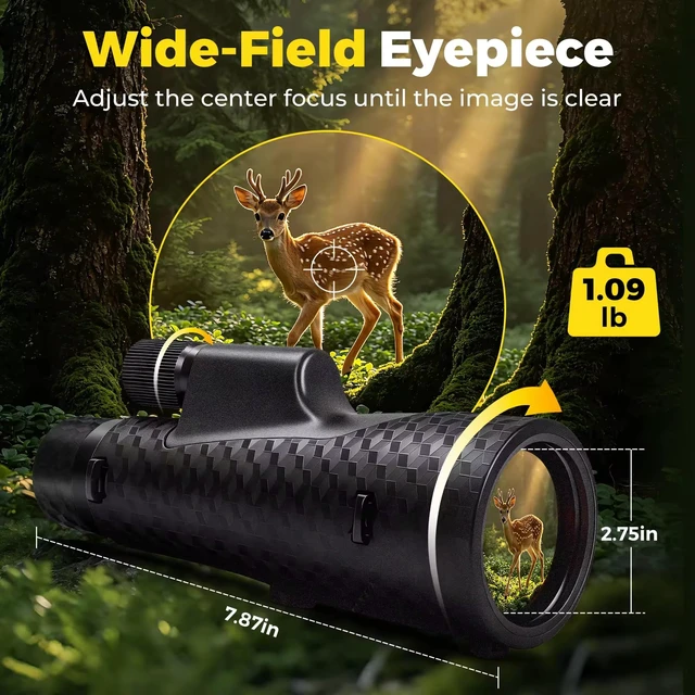 Alt view image 2 of 7 - 15x56 Monocular Telescope High Power Monoculars High Definition Telescope for Adults Kids with Smartphone Adapter&Tripod with BAK-4 Prism Hunting, Bird Watching, Travel Camping, Hiking