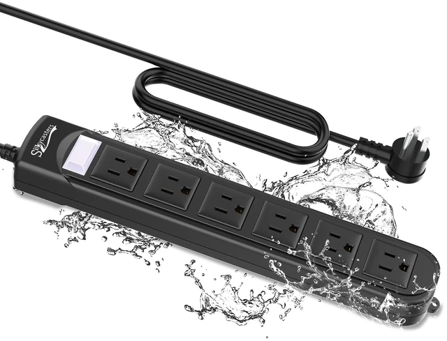 Main image of Outdoor Power Strip Weatherproof, Waterproof Surge Protector 6 Outlets, 6 FT Extension Cord, 1875W Overload Protection, Shockproof Outlet, Wall Mountable for Home, Kitchen, Bathroom, Garden, Patio