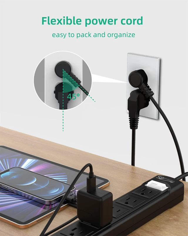 Alt view image 5 of 7 - Outdoor Power Strip Weatherproof, Waterproof Surge Protector 6 Outlets, 6 FT Extension Cord, 1875W Overload Protection, Shockproof Outlet, Wall Mountable for Home, Kitchen, Bathroom, Garden, Patio