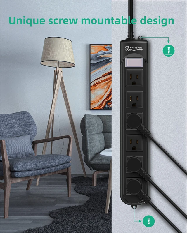 Alt view image 7 of 7 - Outdoor Power Strip Weatherproof, Waterproof Surge Protector 6 Outlets, 6 FT Extension Cord, 1875W Overload Protection, Shockproof Outlet, Wall Mountable for Home, Kitchen, Bathroom, Garden, Patio