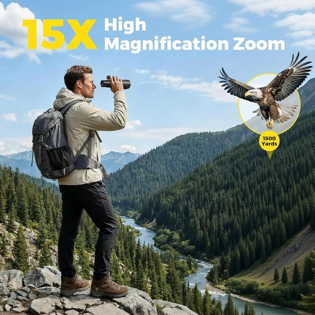 Alt view image 2 of 7 - 15x56 Monocular Telescope High Power Monoculars High Definition Telescope for Adults Kids with Smartphone Adapter&Tripod with BAK-4 Prism Hunting, Bird Watching, Travel Camping, Hiking