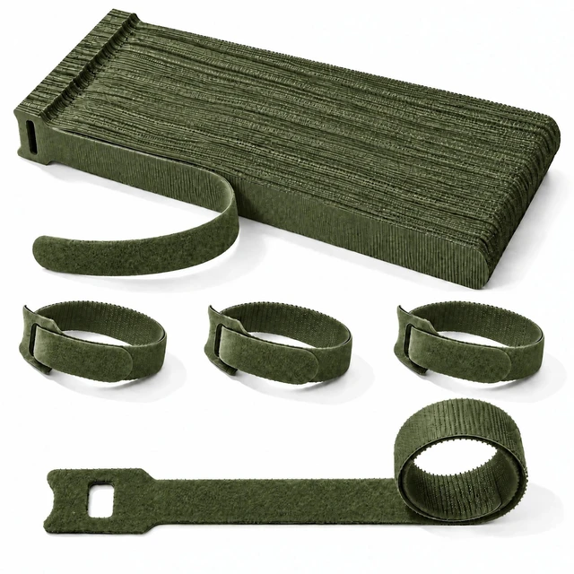 Main image of 200Pcs Reusable Cable Ties 12 Inch, Adjustable Cord Organizer, Garland Ties Hook and Loop Wire Ties for Electronics, Home Office Desk Cable Management, Durable Microfiber Cloth Straps(Olive Green)