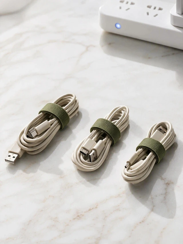 Alt view image 6 of 7 - 200Pcs Reusable Cable Ties 12 Inch, Adjustable Cord Organizer, Garland Ties Hook and Loop Wire Ties for Electronics, Home Office Desk Cable Management, Durable Microfiber Cloth Straps(Olive Green)