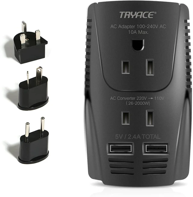 Main image of Upgraded 2000W Voltage Converter US to Europe for Hair Dryer Straightener -220V to 110V Converter for European Travel, 2300W Power Converter Adapter Combo with Dual USB for Tablet Camera Cell Phone