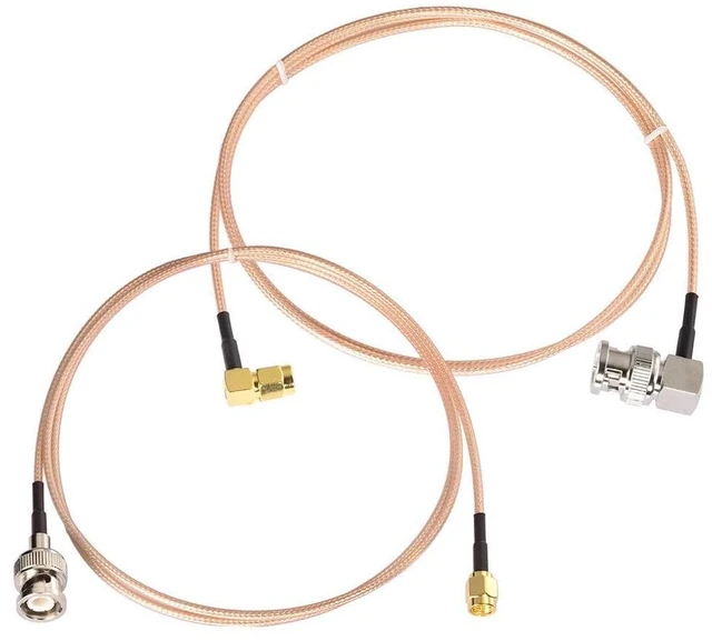 Main image of SMA to BNC Cable 3ft 50ohm RG316 SMA Male to BNC Male Cable 2-Pack Right Angle BNC to SMA Jumper for Two Way Radio BaoFeng VHF/UHF Radio SDR Network Analyzer Antenna