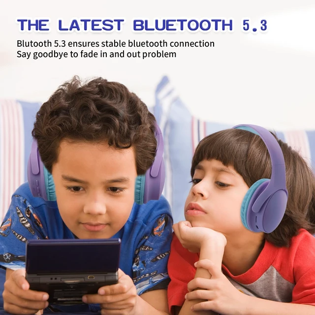 Alt view image 7 of 7 - Kids Wireless Headphones, Bluetooth Headphone for Teen Kids, Over Ear Toddler Headphones Foldable with Built-in Mic for Cell Phones TV Tablet School Network Boys Girls (e6 Purple)