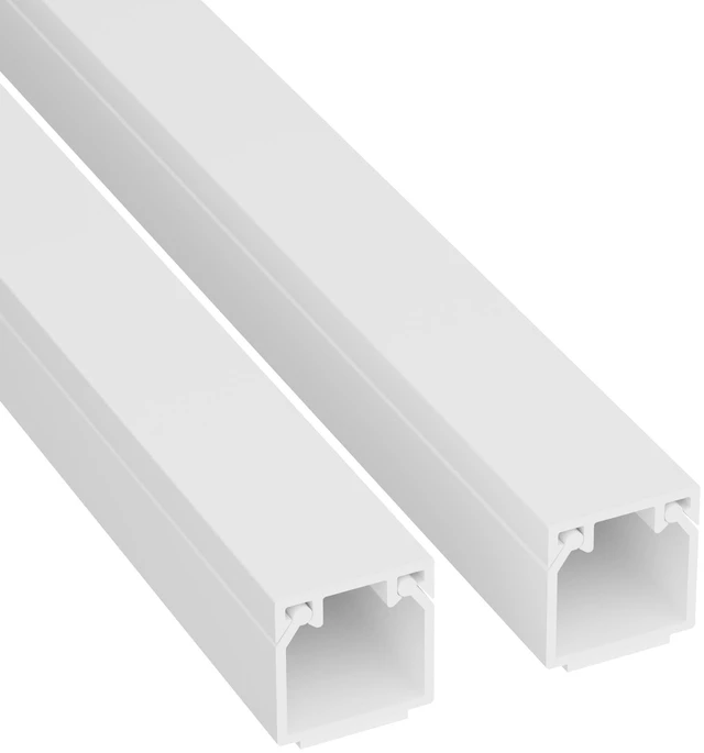 Main image of 6.56ft Cable Raceway, Self Adhesive Cord Cover, Hide Surface Wires, Paintable - 2X 0.63in (W) x 0.63in (H) x 39in Lengths - White
