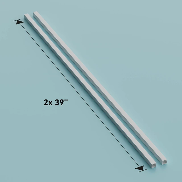 Alt view image 4 of 7 - 6.56ft Cable Raceway, Self Adhesive Cord Cover, Hide Surface Wires, Paintable - 2X 0.63in (W) x 0.63in (H) x 39in Lengths - White
