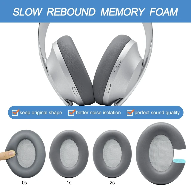 Alt view image 4 of 7 - Ear Pads Replacement for Bose NC700, Silver Earpads for Bose Noise Cancelling Headphones 700, Soft Protein Leather, High-density Memory Foam