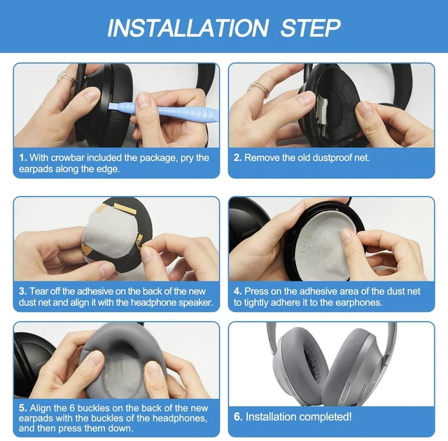 Alt view image 5 of 7 - Ear Pads Replacement for Bose NC700, Silver Earpads for Bose Noise Cancelling Headphones 700, Soft Protein Leather, High-density Memory Foam