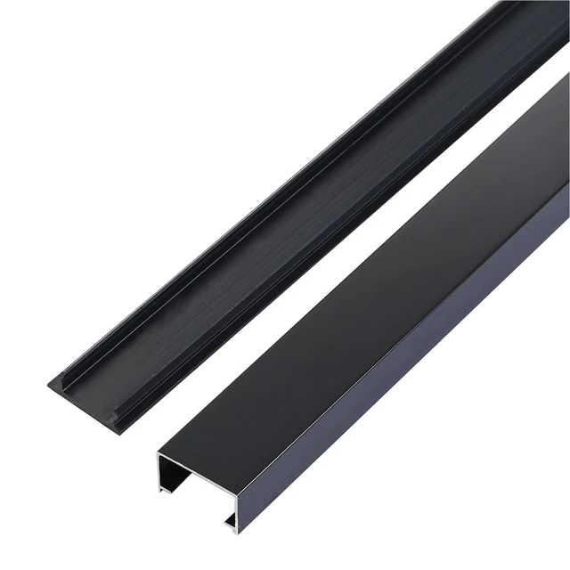 Alt view image 2 of 7 - Aluminium Alloy U Shape Edge Trim Strip Decoration Profiles with Base, Metal Cable Raceway Cord Cover Channel, Ceramic Tile Mirror Wall Trim Transition Corner Decorative Strips