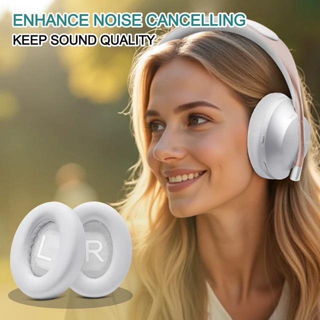 Alt view image 6 of 7 - Ear Pads Replacement for Bose NC700, White Earpads for Bose Noise Cancelling Headphones 700, Soft Protein Leather, High-density Memory Foam