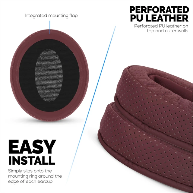 Alt view image 4 of 7 - Replacement Perforated Earpads for Sennheiser HD4.50BT HD4.50BTNC HD450BT HD4.50SE HD4.40BT HD4.30G HD4.20S HD458BT HD450 HD400S & HD 350BT - Memory Foam for Extra Comfort by (Dark Red)