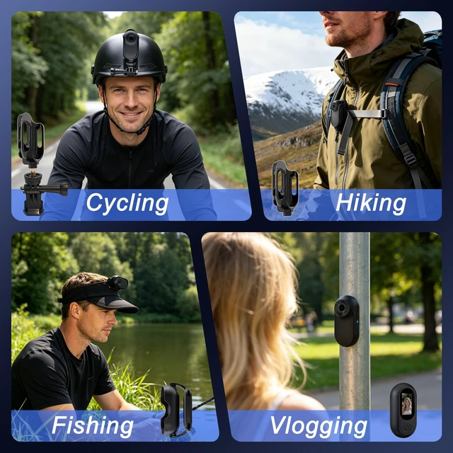 Alt view image 2 of 7 - Mini Body Camera with Memory Card, 1" Screen POV Body Cam, Wearable Camera for Vlogging, Thumb Action Camera for Outdoor Sports, Cycling, Hiking, Fishing, Gifts for Men Dad Him