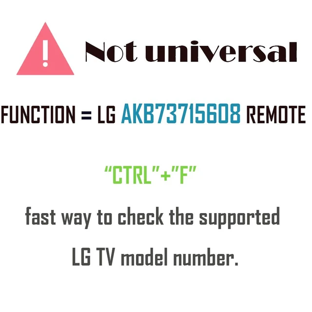 Alt view image 2 of 5 - AKB73715608 Replacement TV Remote for LG TV (No Setup, Batteries Included) 39LN5300 32LN530B 42LN5300 42LN5400 50LN5400 47LN5400 55LN5400 50LN5200 32LN5300 50LN5100 47LN5200 55LN5200 50PN4500