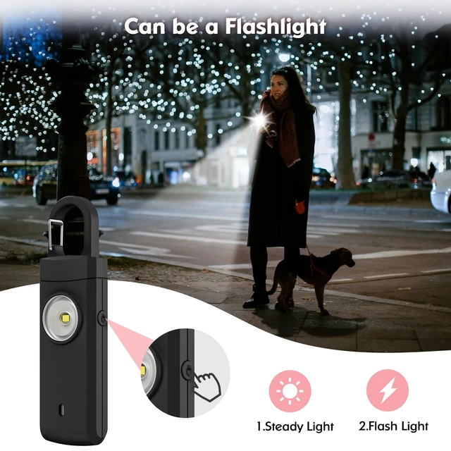 Alt view image 4 of 7 - Rechargeable Personal Alarm for Women - 2 Pack Christmas Birthday Gifts for Women, Daughter, College Student, Teen Girl, Night Workers, Elders, Kids, Siren Alarm, USB Charging, Backl&White