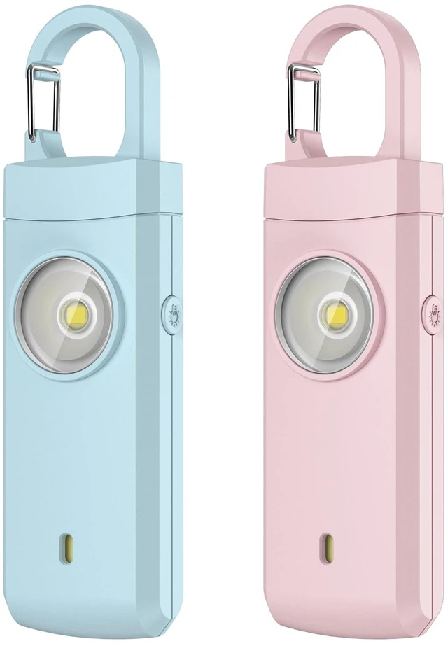 Main image of Rechargeable Personal Alarm for Women - 2 Pack Christmas Birthday Gifts for Women, Daughter, College Student, Teen Girl, Night Workers, Elders, Kids, Siren Alarm, USB Charging, Aqua&Pink