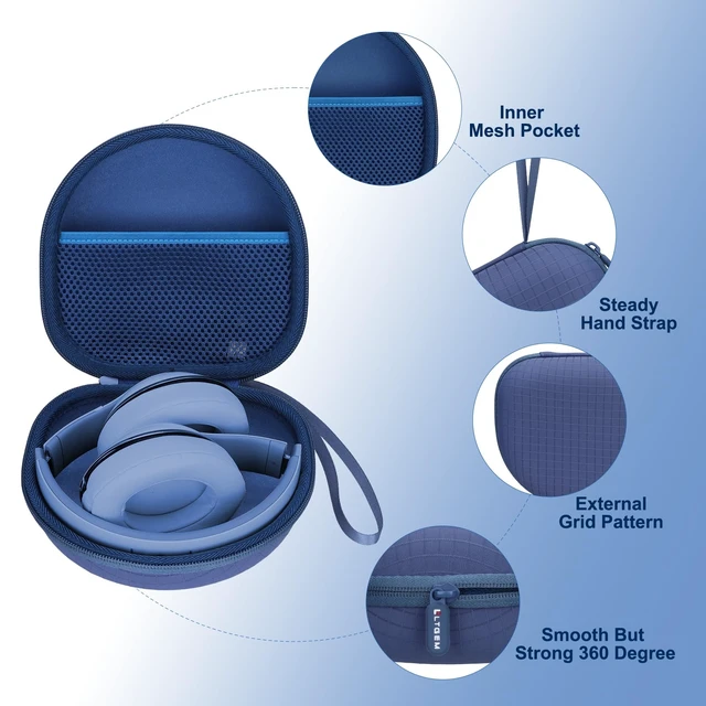 Alt view image 4 of 7 - Headphone Case for Soundcore Anker/Beats/BERIBES/JLab Headphones, Purple for Soundcore Anker Q20i/Q30,JLab JBuds Lux ANC,Beats Studio Pro/Solo 4 3,BERIBES,KVIDIO,TOZO HT3 Over-Ear Headphones Case