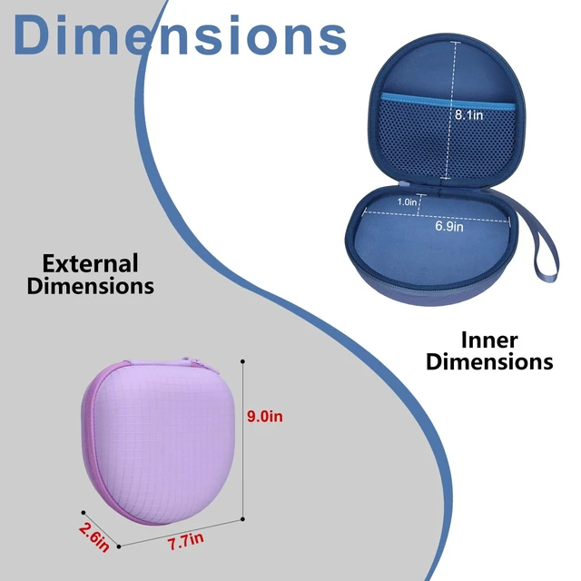 Alt view image 5 of 7 - Headphone Case for Soundcore Anker/Beats/BERIBES/JLab Headphones, Purple for Soundcore Anker Q20i/Q30,JLab JBuds Lux ANC,Beats Studio Pro/Solo 4 3,BERIBES,KVIDIO,TOZO HT3 Over-Ear Headphones Case