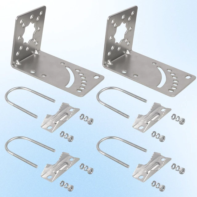 Alt view image 3 of 7 - Antenna Mast Clamp,3PCS Pole Mount Bracket with Double U-Bolts, Antenna Pole Mount Kits Starlink Mount for Outside Home Antenna Pole Holder Adjustable Angle