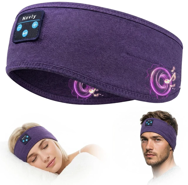 Main image of Sleep Headphones 3-in-1 Wireless Side Sleeper Bluetooth 5.4 Purple 0.3" thin control panel, breathable fabric, machine washable, great for travel. Comfortable for side sleepers