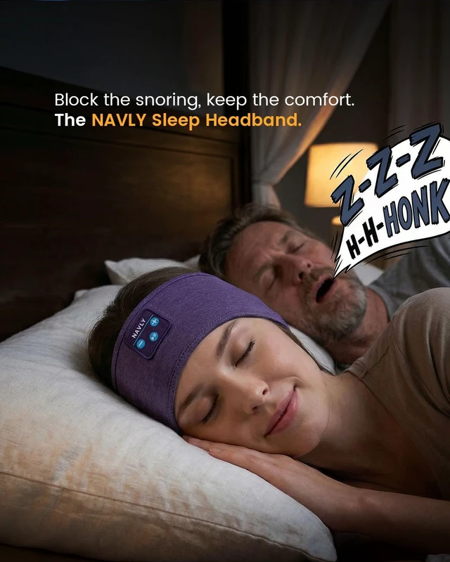 Alt view image 6 of 7 - Sleep Headphones 3-in-1 Wireless Side Sleeper Bluetooth 5.4 Purple 0.3" thin control panel, breathable fabric, machine washable, great for travel. Comfortable for side sleepers