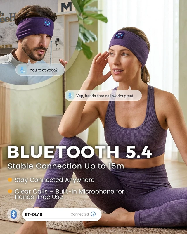 Alt view image 5 of 7 - Sleep Headphones 3-in-1 Wireless Side Sleeper Bluetooth 5.4 Purple 0.3" thin control panel, breathable fabric, machine washable, great for travel. Comfortable for side sleepers