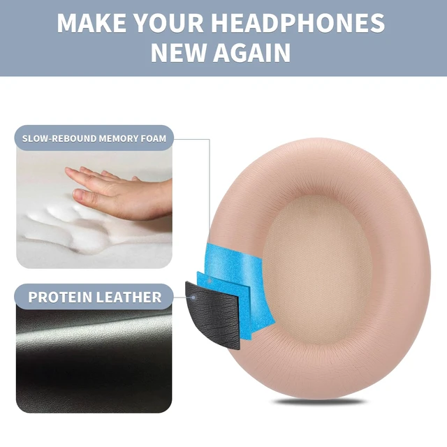 Alt view image 3 of 6 - Ear Pads for Beats Studio Pro, Shock-Absorbing Foam Protein LeatherMoon