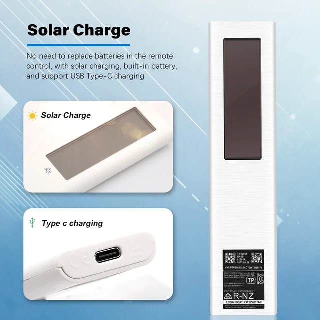 Alt view image 2 of 7 - BN59-01391A Solar Power Voice Remote Ersatz für S-Sung Smart TV, Universal Fernbedienung, Ersatz Sprachfernbedienung mit USB Typ-C kompatibel mit S-Sung Fernbedienung für Smart TV - Weiß
