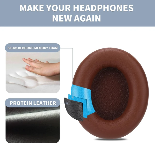Alt view image 3 of 6 - Ear Pads for Beats Studio Pro, Shock-Absorbing Foam Protein LeatherEarth