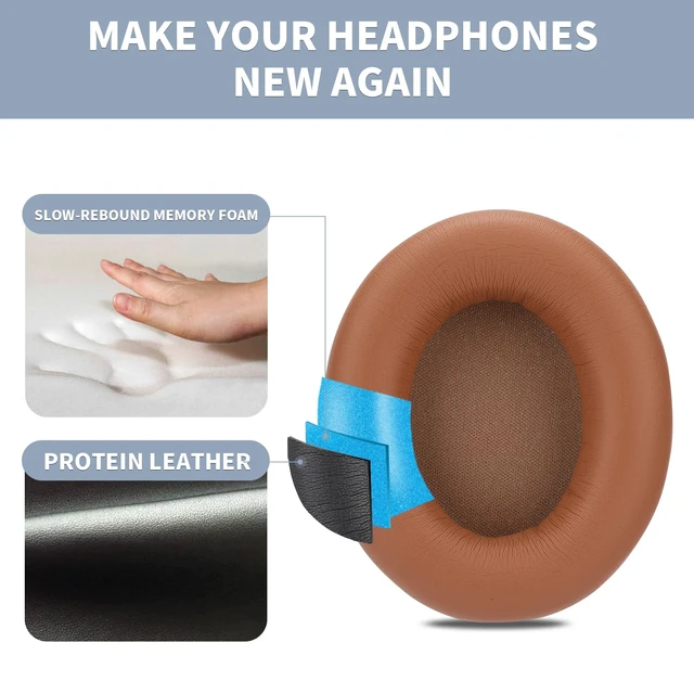 Alt view image 3 of 6 - Ear Pads for Beats Studio Pro, Shock-Absorbing Foam Protein LeatherDune