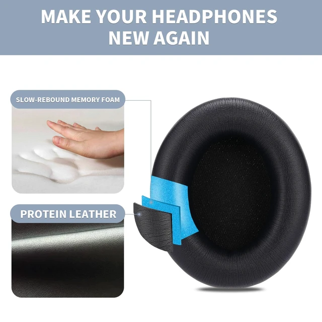 Alt view image 3 of 6 - Ear Pads for Beats Studio Pro, Shock-Absorbing Foam Protein LeatherNavy