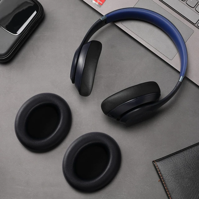 Alt view image 6 of 6 - Ear Pads for Beats Studio Pro, Shock-Absorbing Foam Protein LeatherNavy